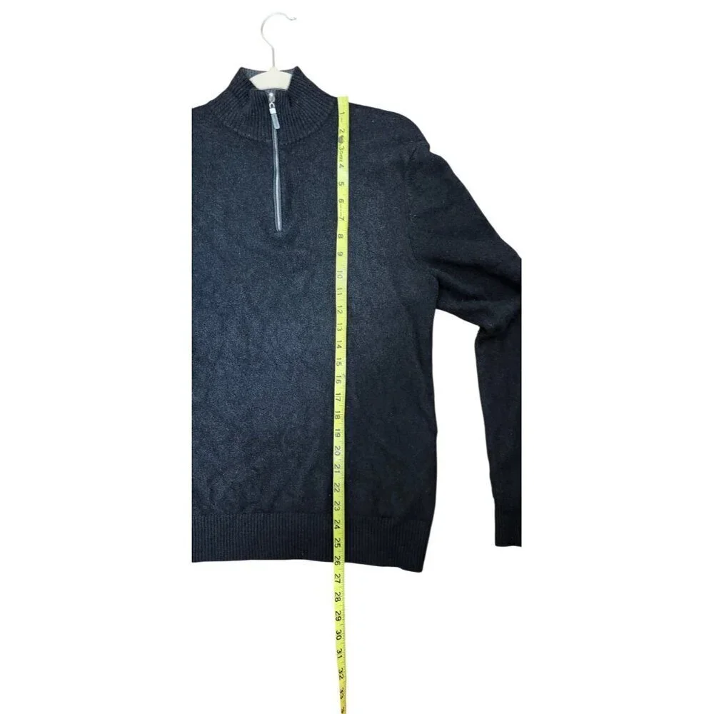 QI Cashmere Men’s Black 1/4 Zip Pullover Sweater 100% Cashmere Size M